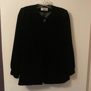 Vintage I. Magnin Black Velour Long Sleeve Dressy Jacket size Med